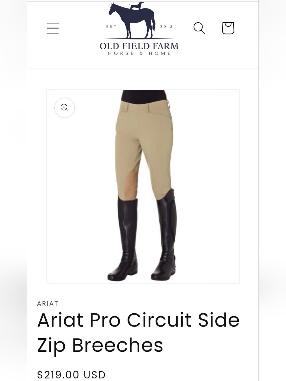Ariat Pro Circuit Side Zip Breeches Sz 28L Beige
